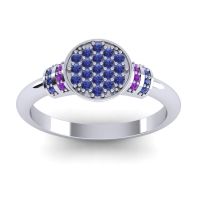 Blue Sapphire Fashion Ring In Palladium With Amethyst – Vedika Statement Ring
