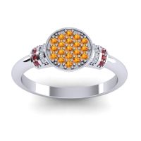 Citrine Fashion Ring In 18k White Gold With Lab Diamond And Ruby – Vedika Statement Ring