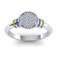 Diamond Fashion Ring In Palladium With Blue Sapphire And Peridot – Vedika Statement Ring