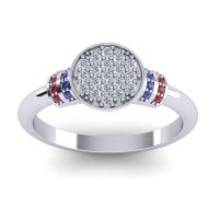 Lab Diamond Fashion Ring In 14k White Gold With Blue Sapphire And Ruby – Vedika Statement Ring