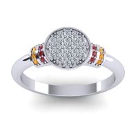 Diamond Fashion Ring In 14k White Gold With Ruby And Citrine – Vedika Statement Ring