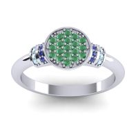 Emerald Fashion Ring In 14k White Gold With Blue Sapphire And Aquamarine – Vedika Statement Ring
