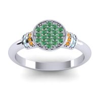 Emerald Fashion Ring In Platinum With Citrine And Aquamarine – Vedika Statement Ring