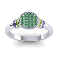 Emerald Fashion Ring In Platinum With Peridot And Blue Sapphire – Vedika Statement Ring