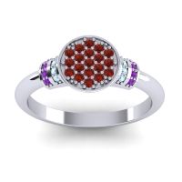 Garnet Fashion Ring In Platinum With Aquamarine And Amethyst – Vedika Statement Ring