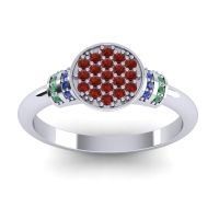 Garnet Fashion Ring In Platinum With Blue Sapphire And Emerald – Vedika Statement Ring