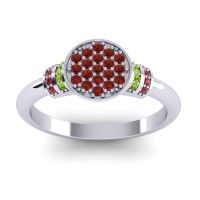 Garnet Fashion Ring In 18k White Gold With Peridot And Ruby – Vedika Statement Ring
