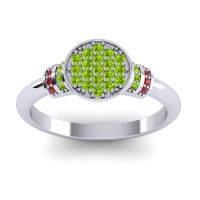 Peridot Fashion Ring In 18k White Gold With Ruby – Vedika Statement Ring