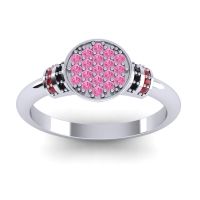 Pink Tourmaline Fashion Ring In Platinum With Black Onyx And Ruby – Vedika Statement Ring