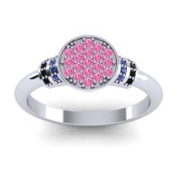 Pink Tourmaline Fashion Ring In Palladium With Blue Sapphire And Black Onyx – Vedika Statement Ring