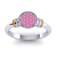 Pink Tourmaline Fashion Ring In Palladium With Lab Diamond And Citrine – Vedika Statement Ring