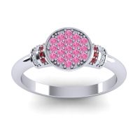 Pink Tourmaline Fashion Ring In 14k White Gold With Ruby And Diamond – Vedika Statement Ring