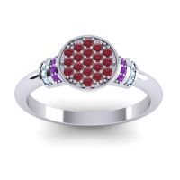 Ruby Fashion Ring In Platinum With Amethyst And Aquamarine – Vedika Statement Ring