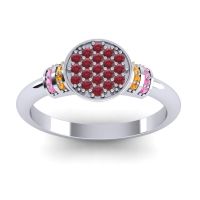 Ruby Fashion Ring In Platinum With Citrine And Pink Tourmaline – Vedika Statement Ring