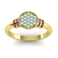 Aquamarine Fashion Ring In 18k Yellow Gold With Amethyst And Garnet – Vedika Statement Ring