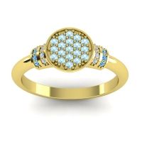 Aquamarine Fashion Ring In 14k Yellow Gold With Diamond And Swiss Blue Topaz – Vedika Statement Ring