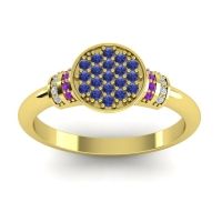 Blue Sapphire Fashion Ring In 14k Yellow Gold With Amethyst And Diamond – Vedika Statement Ring