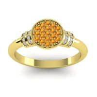 Citrine Fashion Ring In 18k Yellow Gold With Lab Diamond – Vedika Statement Ring