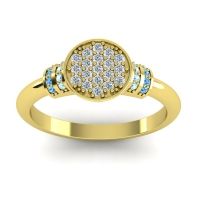 Diamond Fashion Ring In 14k Yellow Gold With Aquamarine And Swiss Blue Topaz – Vedika Statement Ring