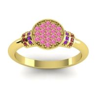 Pink Tourmaline Fashion Ring In 18k Yellow Gold With Amethyst And Ruby – Vedika Statement Ring
