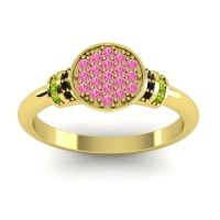 Pink Tourmaline Fashion Ring In 18k Yellow Gold With Black Onyx And Peridot – Vedika Statement Ring