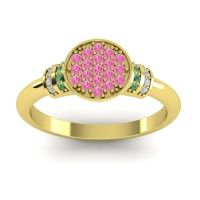Pink Tourmaline Fashion Ring In 14k Yellow Gold With Emerald And Diamond – Vedika Statement Ring