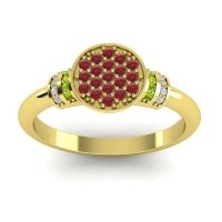 Ruby Fashion Ring In 14k Yellow Gold With Peridot And Diamond – Vedika Statement Ring