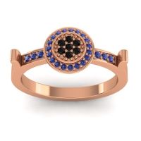 Black Onyx Fashion Ring In 14K Rose Gold With Blue Sapphire – Ragga Statement Ring