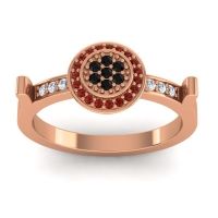 Black Onyx Fashion Ring In 14K Rose Gold With Garnet And Diamond – Ragga Statement Ring