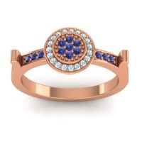 Blue Sapphire Fashion Ring In 18K Rose Gold With Aquamarine – Ragga Statement Ring