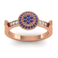 Blue Sapphire Fashion Ring In 18K Rose Gold With Aquamarine – Ragga Statement Ring