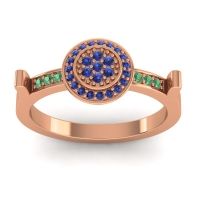 Blue Sapphire Fashion Ring In 14K Rose Gold With Emerald – Ragga Statement Ring