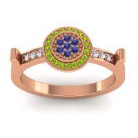 Blue Sapphire Fashion Ring In 18K Rose Gold With Peridot And Diamond – Ragga Statement Ring