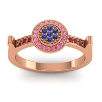 Blue Sapphire Fashion Ring In 18K Rose Gold With Pink Tourmaline And Ruby – Ragga Statement Ring