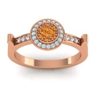 Citrine Fashion Ring In 14K Rose Gold With Aquamarine And Lab Diamond – Ragga Statement Ring