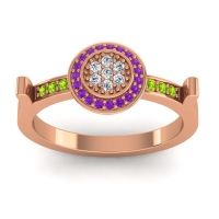 Diamond Fashion Ring In 18K Rose Gold With Amethyst And Peridot – Ragga Statement Ring