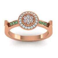 Diamond Fashion Ring In 14K Rose Gold With Aquamarine And Emerald – Ragga Statement Ring