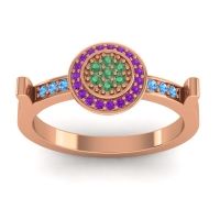 Emerald Fashion Ring In 14K Rose Gold With Amethyst And Swiss Blue Topaz – Ragga Statement Ring