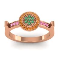 Emerald Fashion Ring In 14K Rose Gold With Citrine And Pink Tourmaline – Ragga Statement Ring