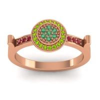Emerald Fashion Ring In 14K Rose Gold With Peridot And Ruby – Ragga Statement Ring