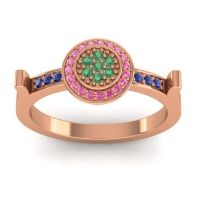 Emerald Fashion Ring In 14K Rose Gold With Pink Tourmaline And Blue Sapphire – Ragga Statement Ring