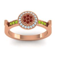 Garnet Fashion Ring In 14K Rose Gold With Aquamarine And Peridot – Ragga Statement Ring