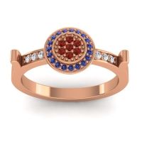 Garnet Fashion Ring In 14K Rose Gold With Blue Sapphire And Lab Diamond – Ragga Statement Ring