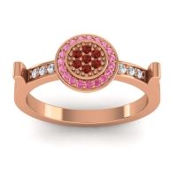 Garnet Fashion Ring In 18K Rose Gold With Pink Tourmaline And Diamond – Ragga Statement Ring