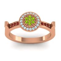 Peridot Fashion Ring In 14K Rose Gold With Aquamarine And Garnet – Ragga Statement Ring