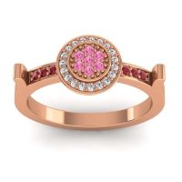 Pink Tourmaline Fashion Ring In 14K Rose Gold With Lab Diamond And Ruby – Ragga Statement Ring