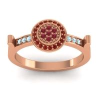 Ruby Fashion Ring In 14K Rose Gold With Garnet And Aquamarine – Ragga Statement Ring