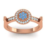 Swiss Blue Topaz Fashion Ring In 14K Rose Gold With Aquamarine – Ragga Statement Ring