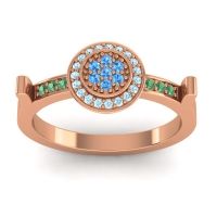 Swiss Blue Topaz Fashion Ring In 14K Rose Gold With Aquamarine And Emerald – Ragga Statement Ring