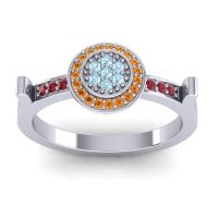 Aquamarine Fashion Ring In 14k White Gold With Citrine And Ruby – Ragga Statement Ring
